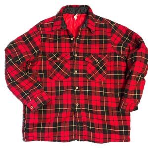 80s red and yellow plaid lined flannel jacket  (large)